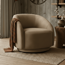 Ver imagem 1 de Poltrona Decorativa Orgânica Giratória Veludo Bege Premium Suporta 150kg Luxo Montada Design Curvo