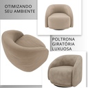 Ver imagem 3 de Poltrona Decorativa Orgânica Giratória Veludo Bege Premium Suporta 150kg Luxo Montada Design Curvo