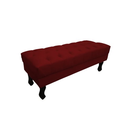 Recamier Luis Xv Capitonê Retrô 120cm Suede Marsala Pés Madeira Mz Decor
