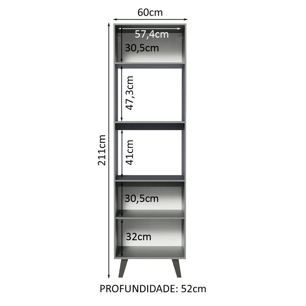 Torre Quente Armário de Cozinha 60 cm 2 Portas 2 Nichos Cinza Nice Madesa - 4