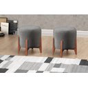 Ver imagem 2 de Puff Banqueta Thor Luxo Madeira Maciça Castellar Móbile Linho Cinza