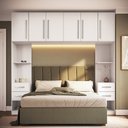 Ver imagem 1 de Guarda Roupa Modulado 100% MDF 3 Peças com Mesa de Cabeceiras Direita e Esquerda Aéreo 6 Portas e 4