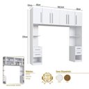 Ver imagem 3 de Guarda Roupa Modulado 100% MDF 3 Peças com Mesa de Cabeceiras Direita e Esquerda Aéreo 6 Portas e 4