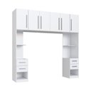 Ver imagem 2 de Guarda Roupa Modulado 100% MDF 3 Peças com Mesa de Cabeceiras Direita e Esquerda Aéreo 6 Portas e 4