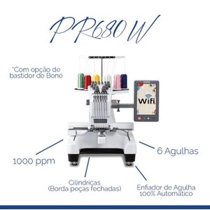 Máquina de Bordar Brother 6 Agulhas Pr680w com -wi-fi