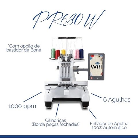 Máquina de Bordar Brother 6 Agulhas Pr680w com -wi-fi