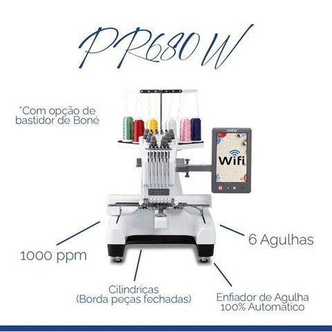 Máquina de Bordar Brother 6 Agulhas Pr680w com -wi-fi