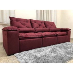 Sofá Retrátil e Reclinável 2,70m em Tecido Veludão C/pillow Nos Braços Athenas:vinho - 4