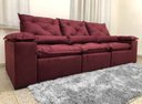 Ver imagem 3 de Sofá Retrátil e Reclinável 2,70m em Tecido Veludão C/pillow Nos Braços Athenas:vinho