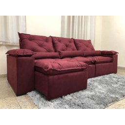 Sofá Retrátil e Reclinável 2,70m em Tecido Veludão C/pillow Nos Braços Athenas:vinho - 2