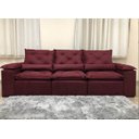 Ver imagem 2 de Sofá Retrátil e Reclinável 2,70m em Tecido Veludão C/pillow Nos Braços Athenas:vinho