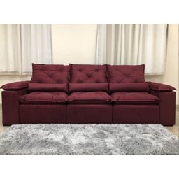 Sofá Retrátil e Reclinável 2,70m em Tecido Veludão C/pillow Nos Braços Athenas:vinho - 3