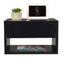 Ver imagem 4 de Mesa de Cabeceira Criado Preto 40cm Estilo Suspensa com Gaveta Superior e Nicho para Quarto