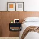 Ver imagem 5 de Mesa de Cabeceira Criado Preto 40cm Estilo Suspensa com Gaveta Superior e Nicho para Quarto