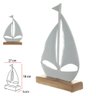 Escultura Decorativa Barco em Metal Base em Madeira Bco 27cm - 2