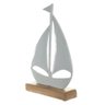 Escultura Decorativa Barco em Metal Base em Madeira Bco 27cm - 1
