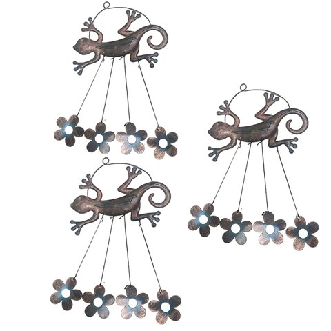 Sino Dos Ventos Lagarto Flores Kit 3 Unidades Jardim Varanda Enfeite Quintal Decoraçao Rustico Ideal