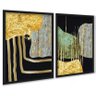 Kit 2 Quadros Modernos Abstratos Contemporâneos 45x34cm:moldura Preta - 1