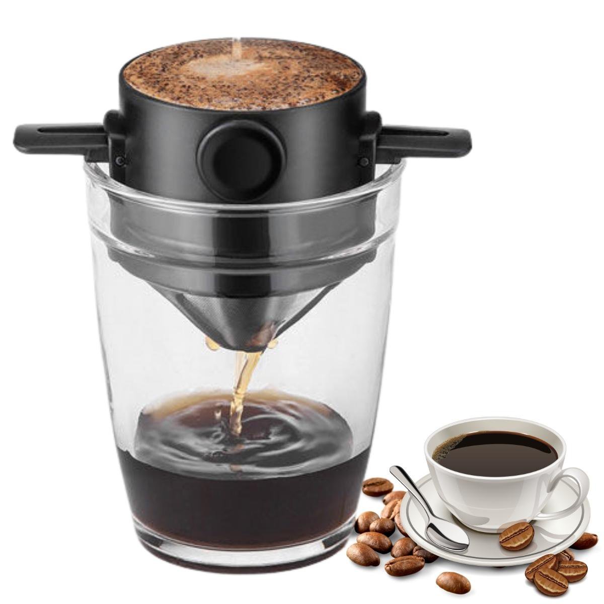 Filtro Café Chá Mini Coador Malha Aço Inox Portátil Reutilizável Drip Coffee - 1