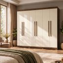 Ver imagem 1 de Guarda Roupa Casal Roupeiro 6 Portas 2 Gav Quarto Imbuia Champanhe
