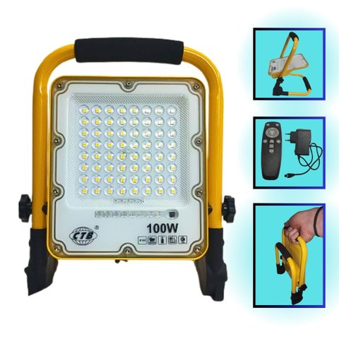Refletor Led Portátil 100w com Bateria Recarregável