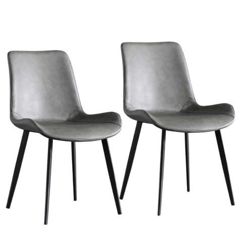 Kit 2 Cadeiras Estofadas Basic Cinza com Estilo Escandinavo e Revestimento Sintético