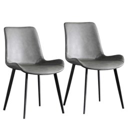 Kit 2 Cadeiras Estofadas Basic Cinza com Estilo Escandinavo e Revestimento Sintético - 1