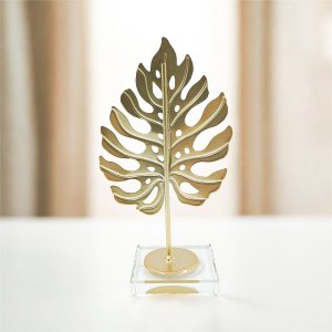 Folha Dourado Decorativa 15cm em Metal