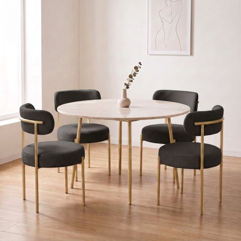 Cadeira Sala de Jantar Margara Kit 4 Base Aço Dourado Bouclê D03 - D'Rossi