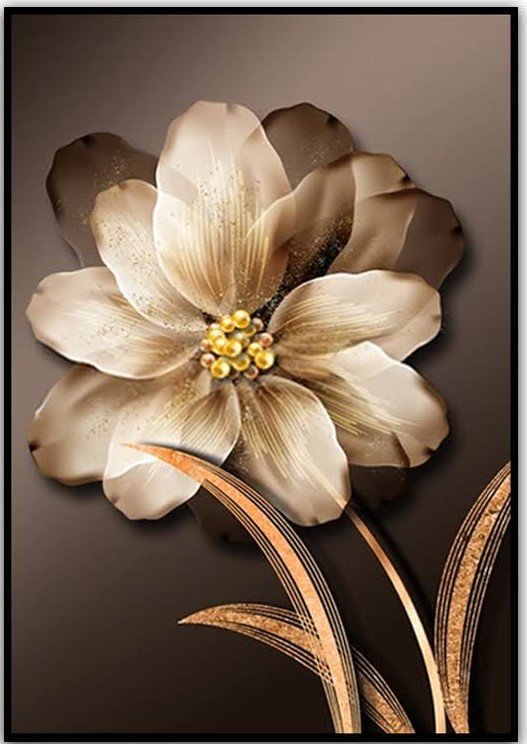 Quadro Decorativo Floral Sepia com Moldura Caixa Preto com  3cm de profundidade tamanho 100x70cm