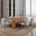 Ver imagem 1 de Conjunto de Mesa de Jantar Bia Tampo Barril Laminado e 6 Cadeiras Ester Marrom/Quartzo/Imbuia/Cinamomo