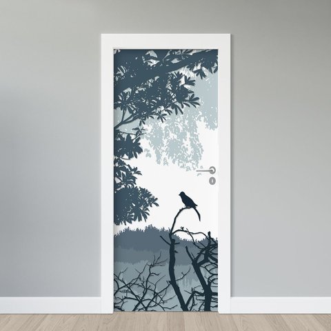 Adesivo Porta - Pássaro 1 - G - 93x213 Cm