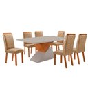 Ver imagem 1 de Mesa de Jantar Aster 180cm Tampo MDF Vidro Canto Copo com 6 Cadeiras Lorena
