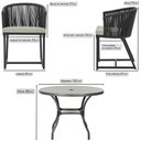 Ver imagem 2 de Mesa com 6 Cadeiras de Jantar Roma 120cm e Noronha em Alumínio Preto Corda Náutica Estofado 3 Trama