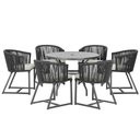 Ver imagem 1 de Mesa com 6 Cadeiras de Jantar Roma 120cm e Noronha em Alumínio Preto Corda Náutica Estofado 3 Trama