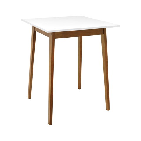 Mesa Alta Bistrô Caribe Madeira Maciça Tampo Mdf Laqueado - Amêndoa - Tampo 80x80cm Branco