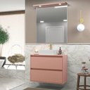 Ver imagem 1 de Gabinete para Banheiro com Cuba e Espelheira com Led 80cm Mdf Rosa Dubai - On Móveis
