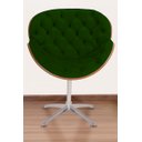 Ver imagem 2 de Poltrona Decorativa Bella Laminada Pé Giratório de Alumínio Capitonê Cor:verde