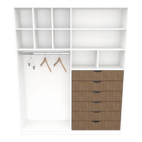 Armário Arara Gaveta Samara M8 Colmeia Closet Loja Mdp - Branco e Madeirado