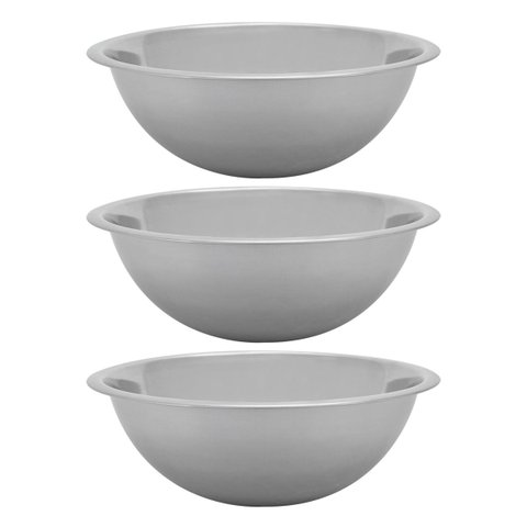 Kit 3 Bowls Tigela Alimentos Multiuso Inox Grande 26cm