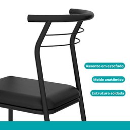 Conjunto Sala de Jantar 6 Cadeiras Santiago Carraro Freijó Preto - 5