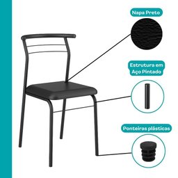 Conjunto Sala de Jantar 6 Cadeiras Santiago Carraro Freijó Preto - 2