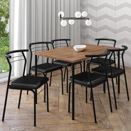 Conjunto Sala de Jantar 6 Cadeiras Santiago Carraro Freijó Preto - 8