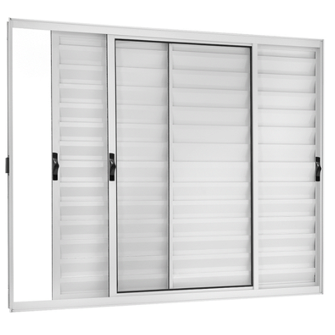 Janela Veneziana de Alumínio 3 Folhas Móveis 120x150cm Branco Allo Esquadrias