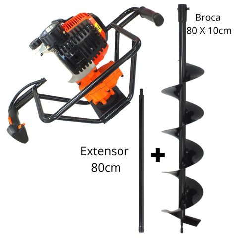 Perfurador de Solo Vulcan VPS520 Com Broca 80x10cm + Extensor de 80cm Ideal Para Atividades Rurais