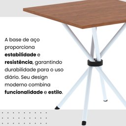 Conjunto de Mesa Tubular 70x70cm Tampo em Mdf 4 Cadeiras Sara - 10