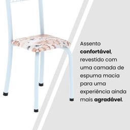 Conjunto de Mesa Tubular 70x70cm Tampo em Mdf 4 Cadeiras Sara - 8