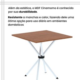 Conjunto de Mesa Tubular 70x70cm Tampo em Mdf 4 Cadeiras Sara - 9