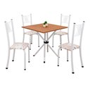 Ver imagem 2 de Conjunto de Mesa Tubular 70x70cm Tampo em MDF 4 Cadeiras Sara Branco/Botanic Bege