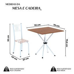 Conjunto de Mesa Tubular 70x70cm Tampo em Mdf 4 Cadeiras Sara - 4